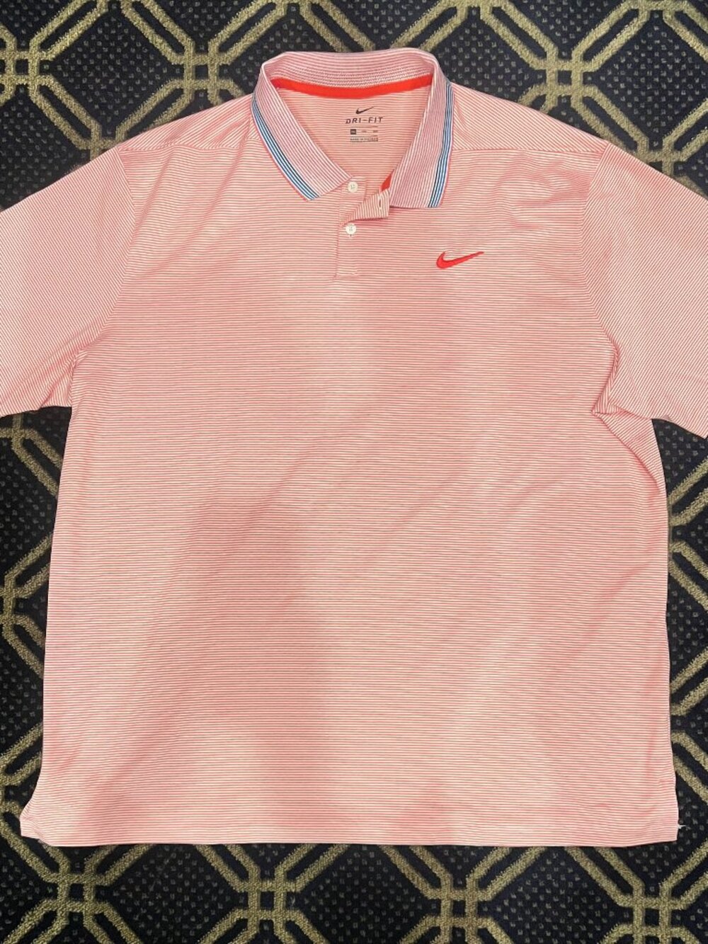 Nike Dri-FIT Men’s XXL Golf Polo Red White Stripe Performance Shirt